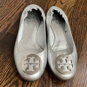 Silver Tory Burch flats